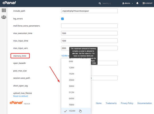 11.increase-memory-limit-from-cpanel