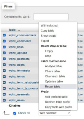 phpMyAdmin-Repair-Table