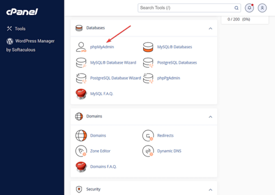 phpmyadmin-in-cpanel