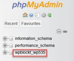 phpMyAdmin-database-name